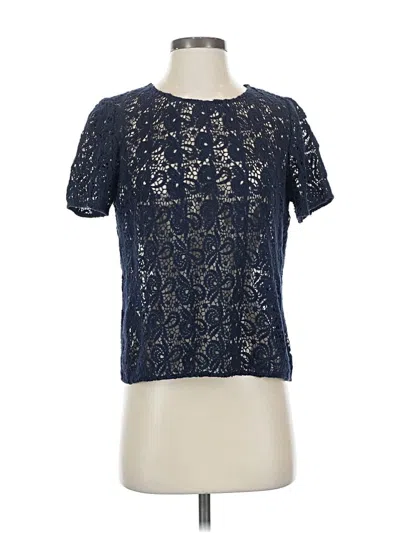 Pre-owned Pure Collection Short Sleeve Top Blue Crew Neck Tops