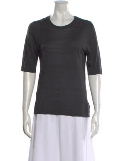 Pre-owned Pure Collection Silk Crew Neck Sweater In Gray