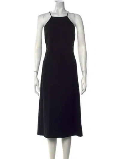 Pre-owned Pure Collection Square Neckline Midi Length Dress In Black