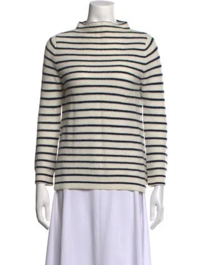 Pre-owned Pure Collection Striped Mock Neck Sweater In Neutrals