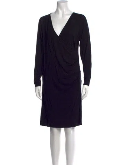 Pre-owned Pure Collection V-neck Knee-length Dress In Black