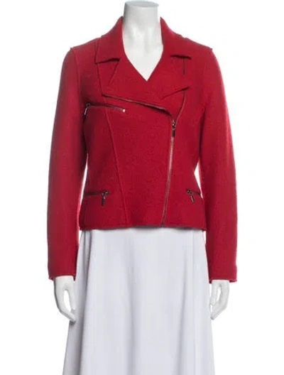 Pre-owned Pure Collection Wool Biker Jacket W/ Tags In Red
