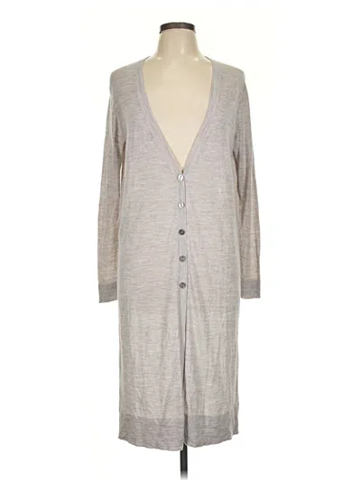 Pre-owned Pure Collection Wool Cardigan Sweater In Gray