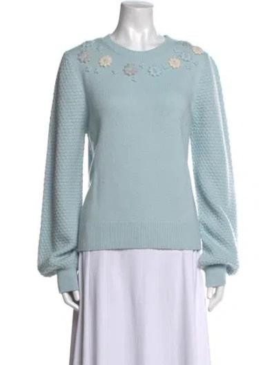 Pre-owned Pure Collection Wool Crew Neck Sweater In Blue