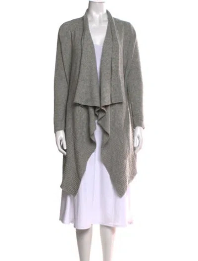 Pre-owned Pure Collection Wool Open Front Sweater In Gray