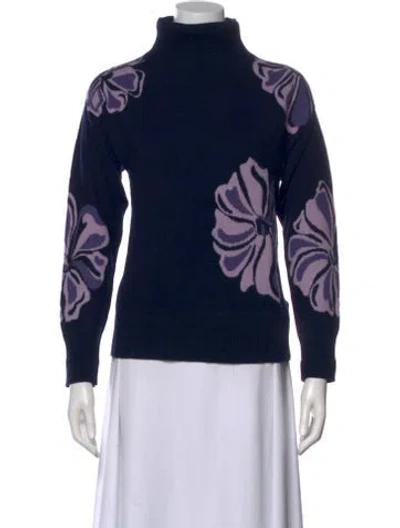 Pre-owned Pure Collection Wool Printed Sweater In Blue