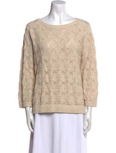 Pre-owned Pure Collection Wool Scoop Neck Sweater In Neutral