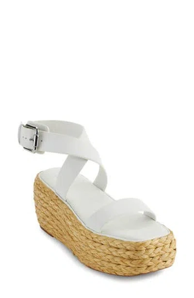 Pure Donna Karan Lolah Ankle Strap Raffia Platform Sandal In Optic Whit