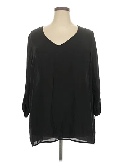 Pre-owned Pure Energy 3/4 Sleeve Blouse In Black