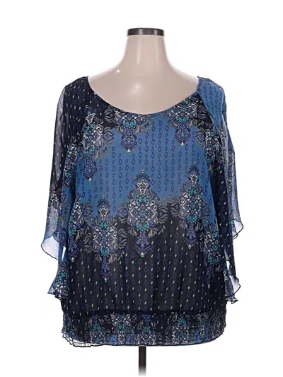 Pre-owned Pure Energy 3/4 Sleeve Blouse In Blue