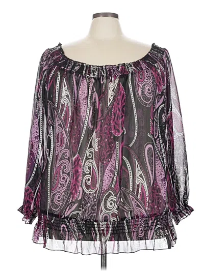 Pre-owned Pure Energy 3/4 Sleeve Blouse In Purple