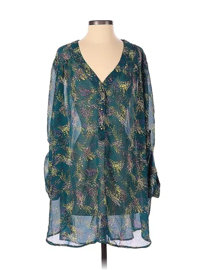Pre-owned Pure Energy 3/4 Sleeve Blouse In Teal