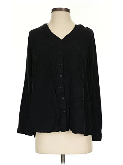 Pre-owned Pure Energy Long Sleeve Blouse In Black