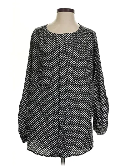 Pre-owned Pure Energy Long Sleeve Blouse In Black