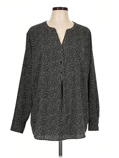 Pre-owned Pure Energy Long Sleeve Blouse In Black