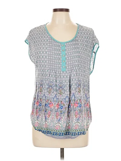 Pre-owned Pure Energy Short Sleeve Blouse In Blue