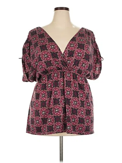 Pre-owned Pure Energy Short Sleeve Blouse In Pink
