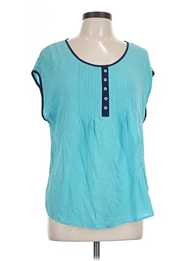 Pre-owned Pure Energy Short Sleeve Blouse In Teal