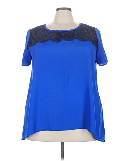 Pre-owned Pure Energy Short Sleeve Top Blue Scoop Neck Tops