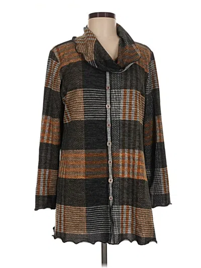 Pre-owned Pure Essence 3/4 Sleeve Top Brown Square Neckline Tops
