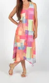 Pure Essence Abstract Geometric V-neck Tank Dress In Multi In Multi
