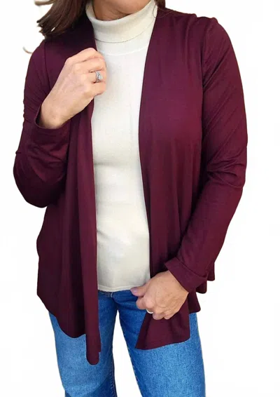 Pure Essence Autumn Veil Lightweight Cardigan In Chestnut In Purple