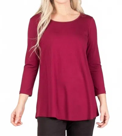 Pure Essence Bamboo 3/4 Sleeve Tee In Poppy Red In Burgundy