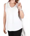 Pure Essence Bamboo V-neck Tank Top In Ivory In White