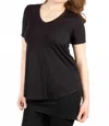 Pure Essence Bamboo V-neck Tee In Black In Black