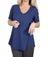 Pure Essence Bamboo V-neck Tee In Navy In Blue