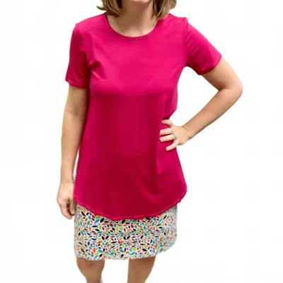Pure Essence Basic Short Sleeve Top In Tulip Pink