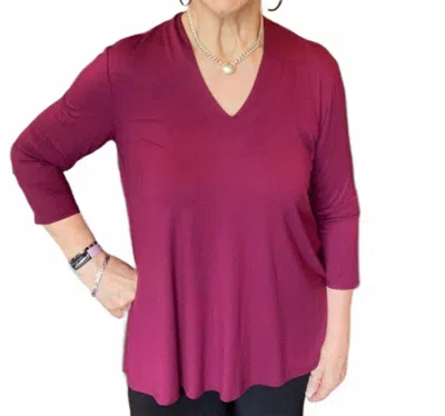 Pure Essence Being Pretty V-neck Long Sleeve Top In Rosewood In Pink