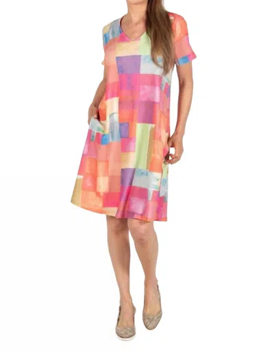 Pure Essence Bright Short Sleeve Dress In Multi