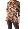 Pure Essence Circle Design Tunic In Brown Tones In Multi