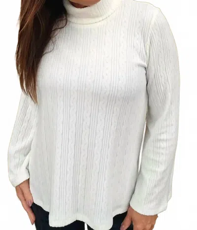 Pure Essence Cowl Neck Knit Tunic In Ivory In Red