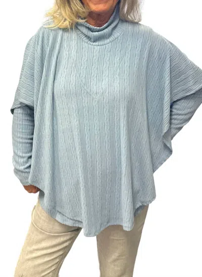Pure Essence Mock Neck Shawl Set In Baby Blue
