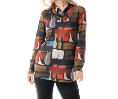 Pure Essence Mock Neck Tunic In Multi