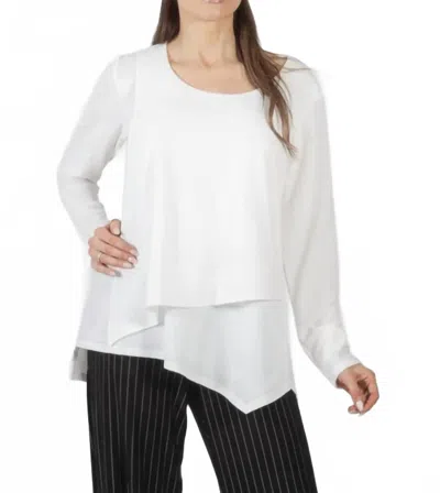 Pure Essence Overlay With Asymmetrical Hem Top In Ivory In Multi