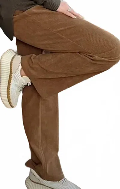 Pure Essence Pull On Corduroy Pant In Camel In Brown