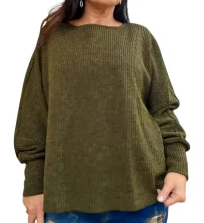 Pure Essence Ribbed Top In Moss