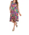 Pure Essence Ruffle Collar Sleeveless Dress In Multi In Multi