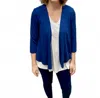 Pure Essence Solid Shrug Jacket In Denim In Multi