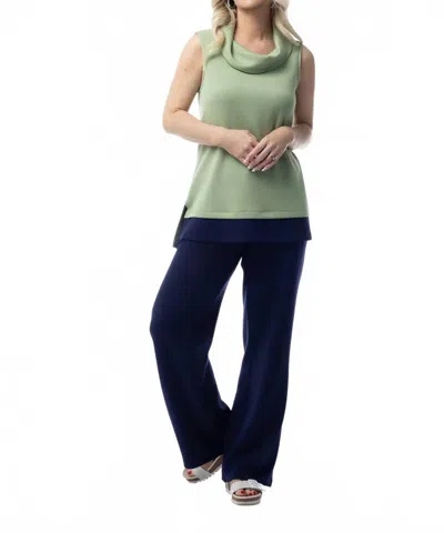 Pure Essence Two-tone Sleeveless Top In Navy/sage In Green