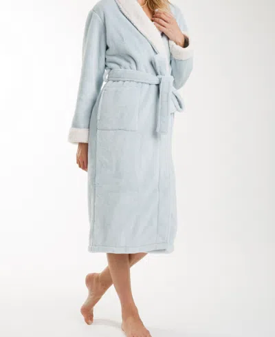 Pure Fiber Keila Sherpa Fleece Robe In Blue