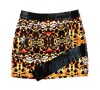 Pure Hype Women's Animal Print A Line With Faux Leather Trim Zippers Mini Skirt In Multicolor In Multi