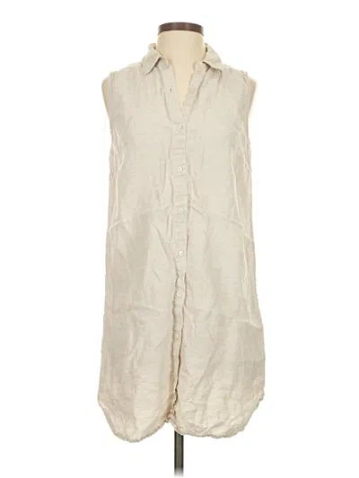 Pre-owned Pure Navy Sleeveless Button Down Shirt In White