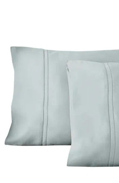 Pure Parima 500 Thread Count 100% Certified Egyptian Cotton Sateen Double Hemstitch Yalda Pillowcase In Blue