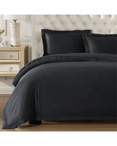 Pure Parima 500 Thread Count Egyptian Cotton Yalda Duvet Cover Set In Black