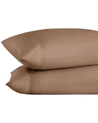 Pure Parima 500 Thread Count Egyptian Cotton Yalda Pillowcase Set In Brown