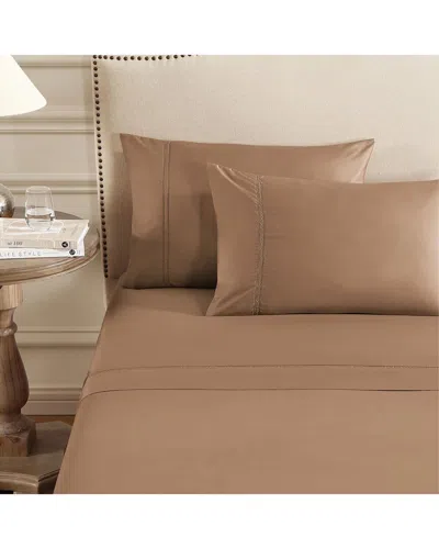 Pure Parima 500 Thread Count Egyptian Cotton Yalda Sheet Set In Brown